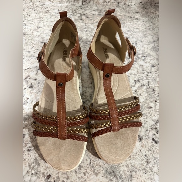 JBU Prague Women's Comfort Adjustable Ankle Strap Flat Open Toe Sandals Size 11M - Picture 5 of 12